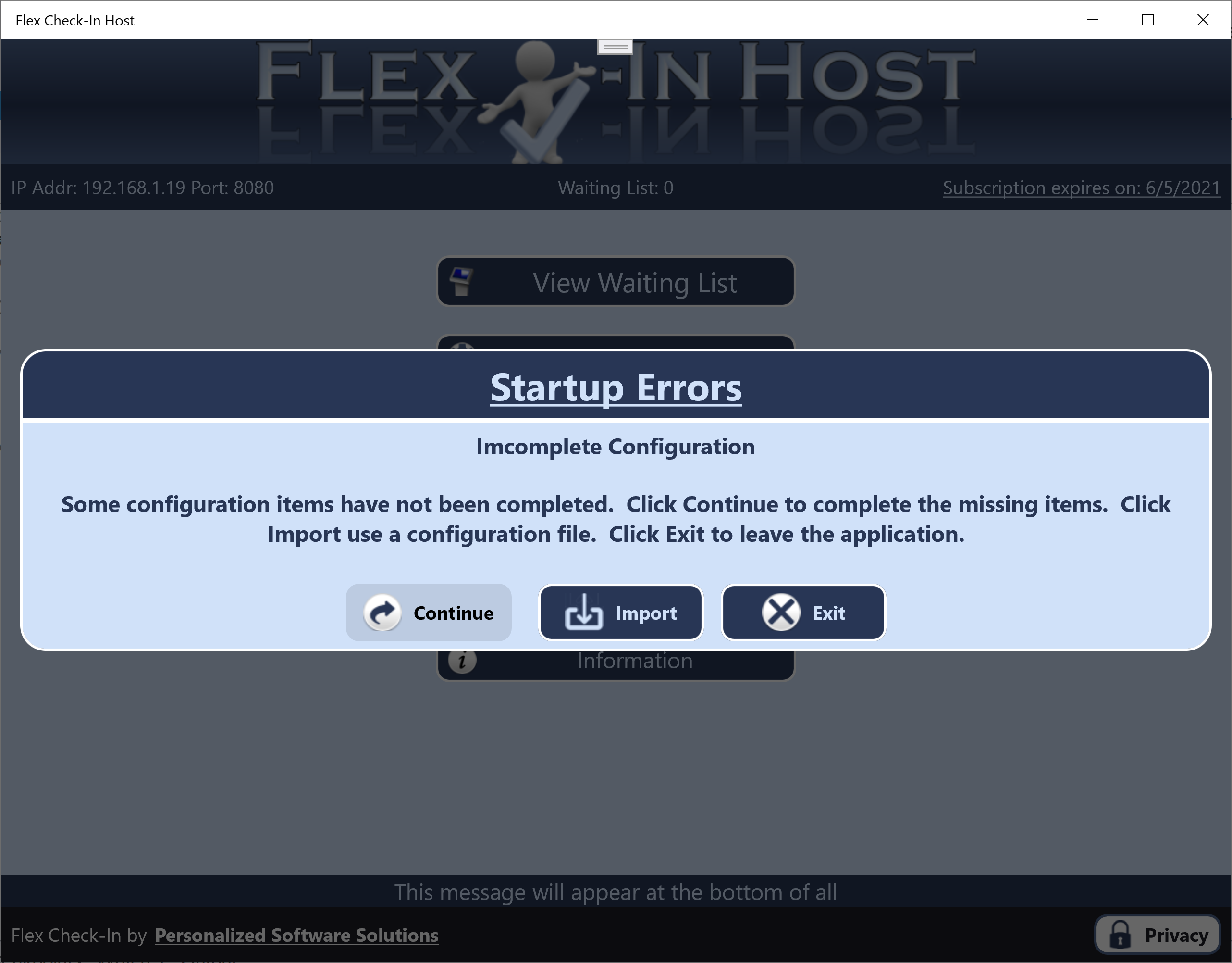 Initial Configuration Error