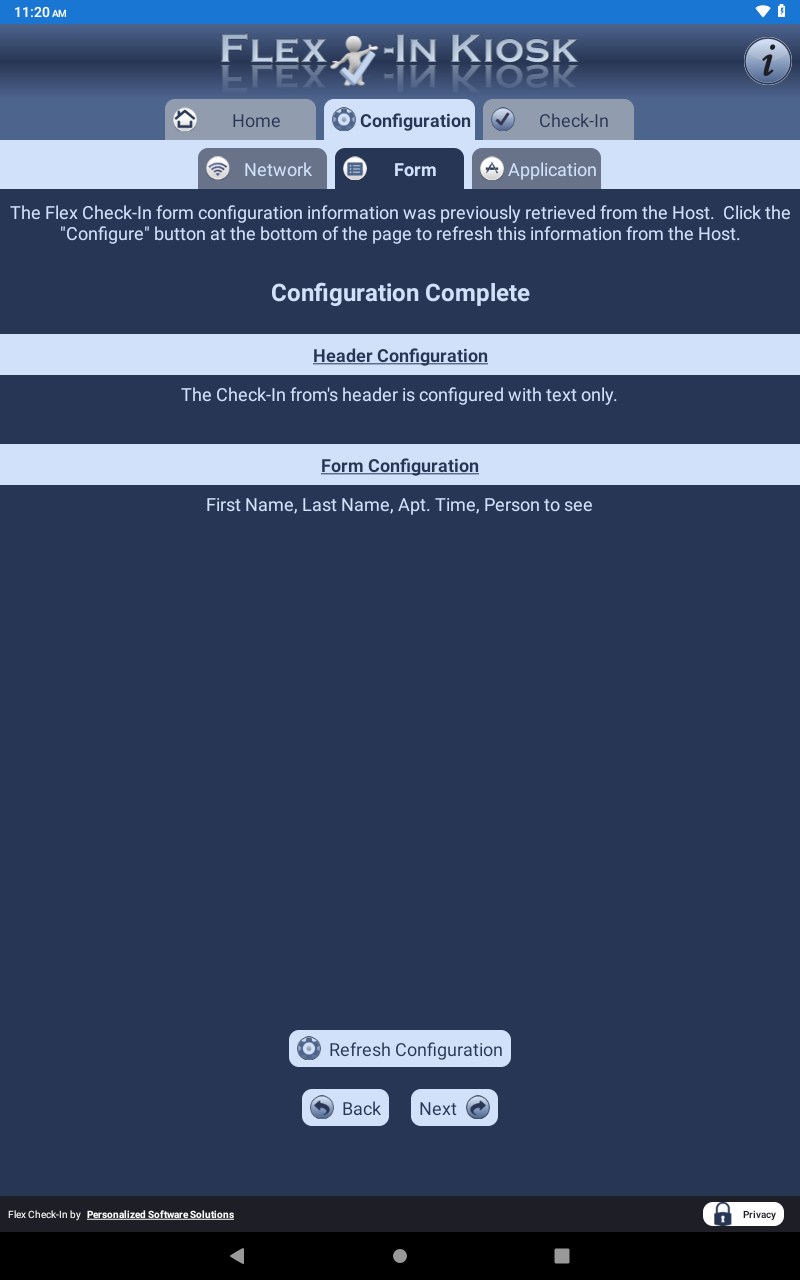 Configuation retreived