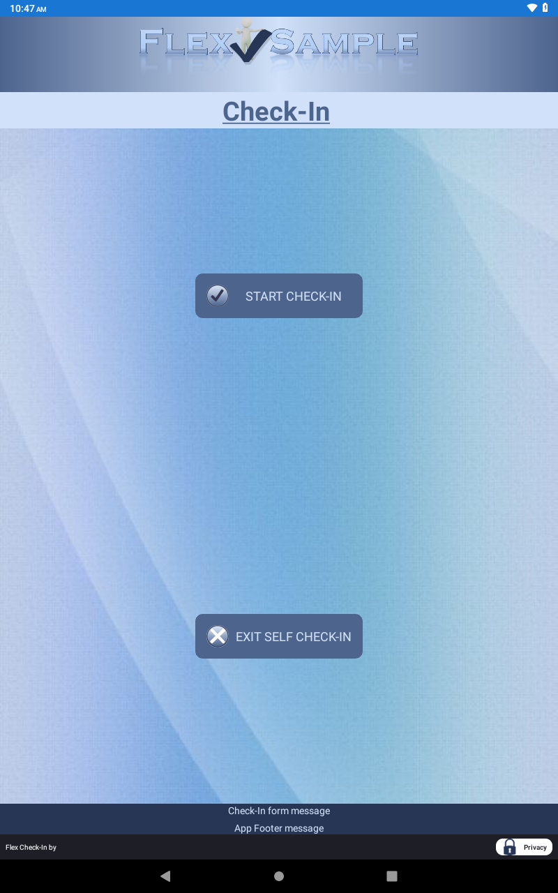 Start check-in or exit